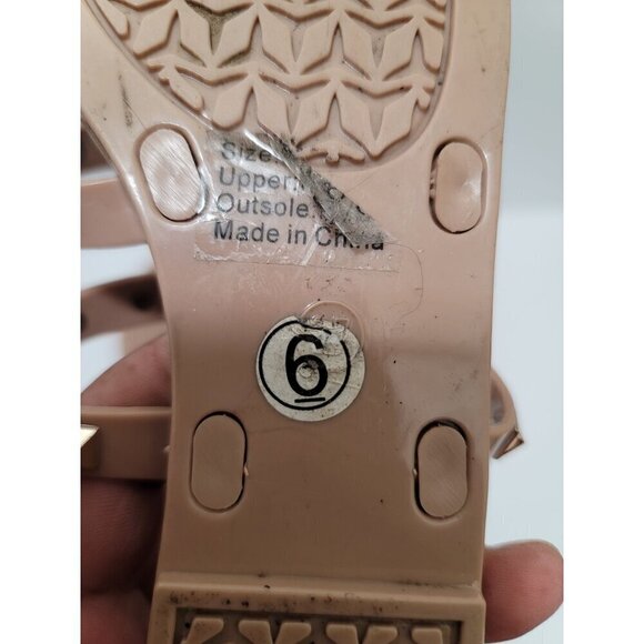 Olivia Miller Womens Studded Jelly Flit Flot Thong Sandals Nude Beige Size 6 - Picture 8 of 9